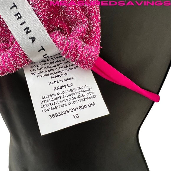 Trina Turk [NWT - 10] Pink Glitter Cosmos Triangle Bikini Top - Picture 7 of 8